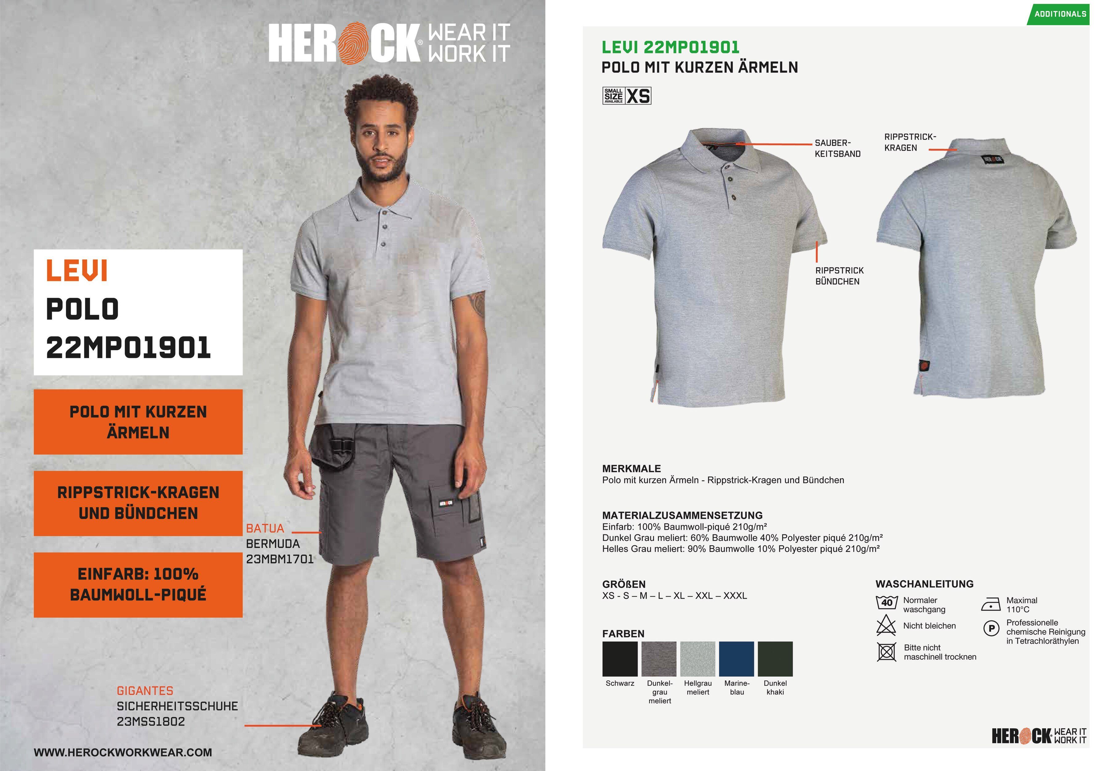 Herock Poloshirt LEVI POLO KURZARM Reine Baumwolle, Rippstrick-Kragen und Bündchen, verschiedene Farben