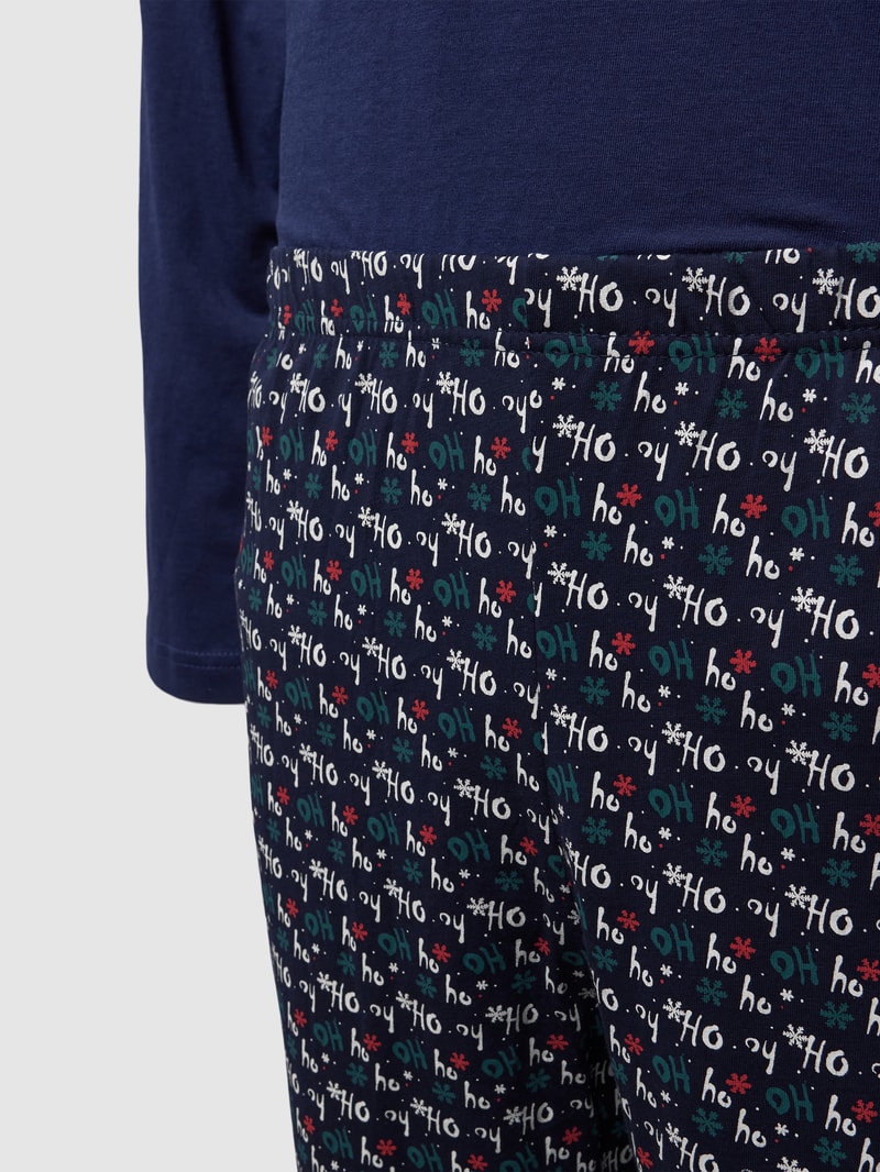 Pyjama mit Motiv-Print Modell 'XMAS' in dunkelblau