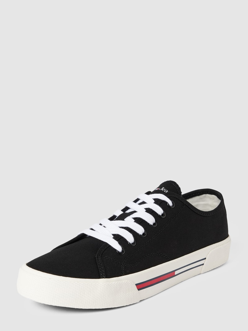 Sneaker mit Label-Details Modell 'CANVAS' in schwarz