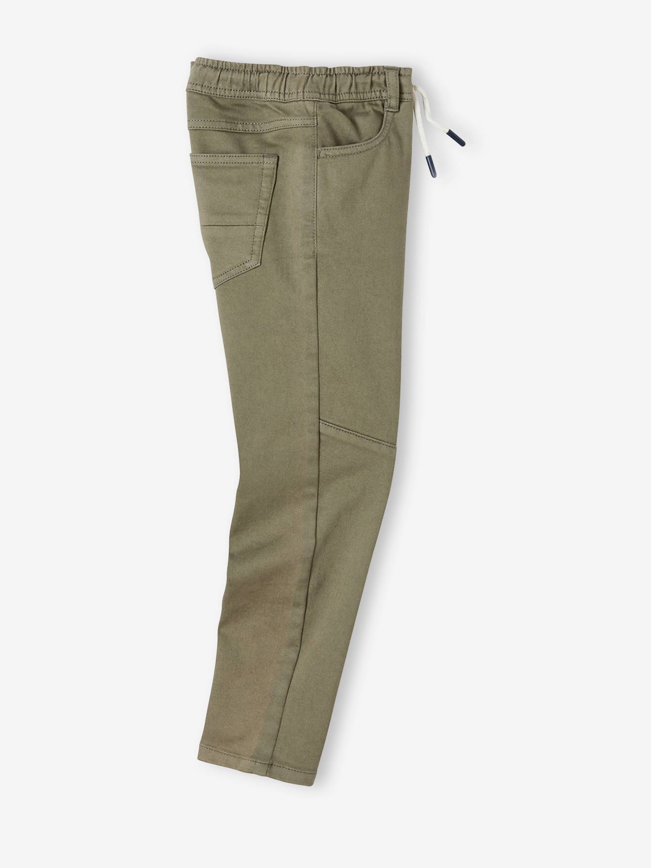Pantalon slim couleur facile à enfiler garçon vert olive