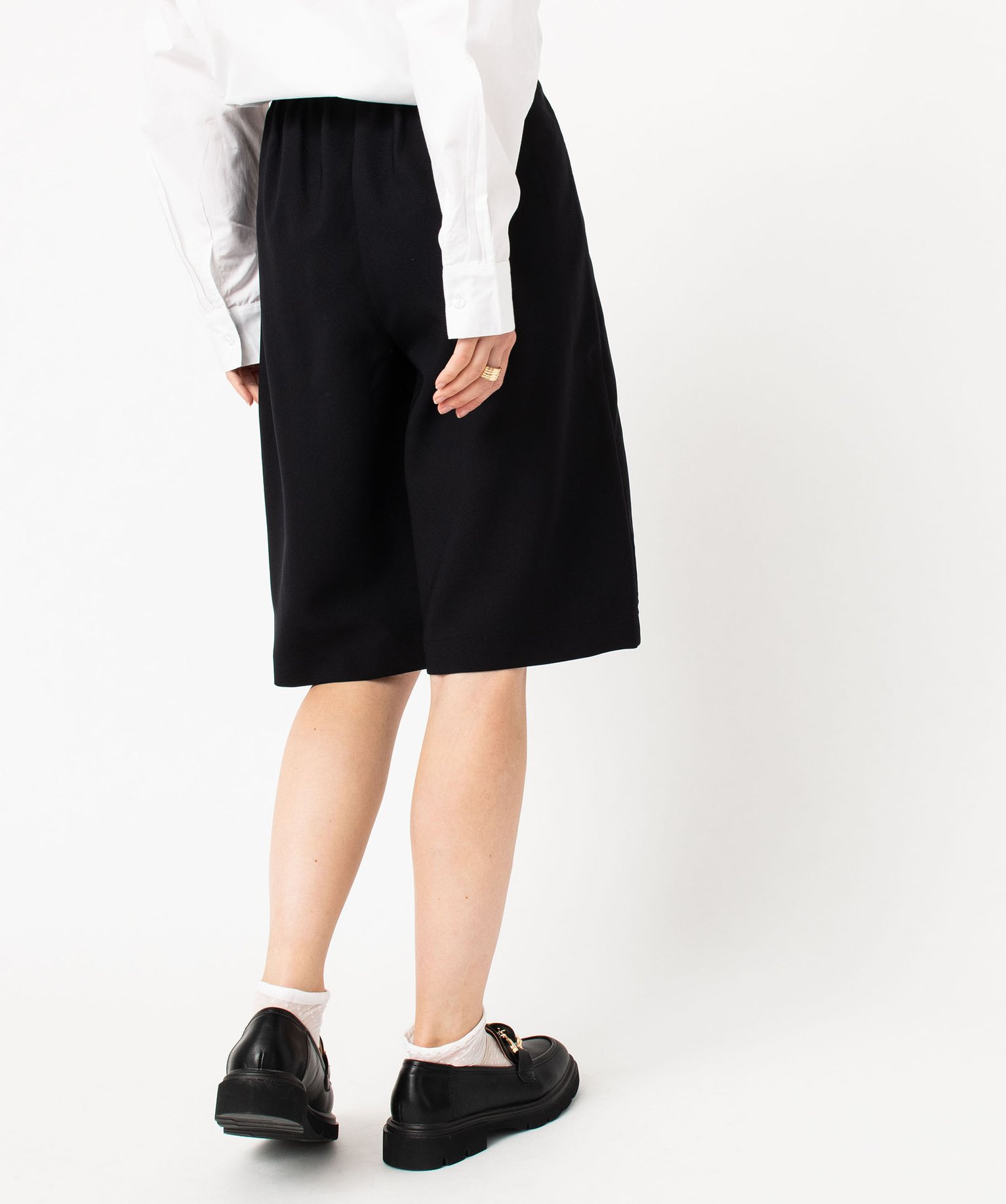 Bermuda ample à pinces femme noir | GEMO