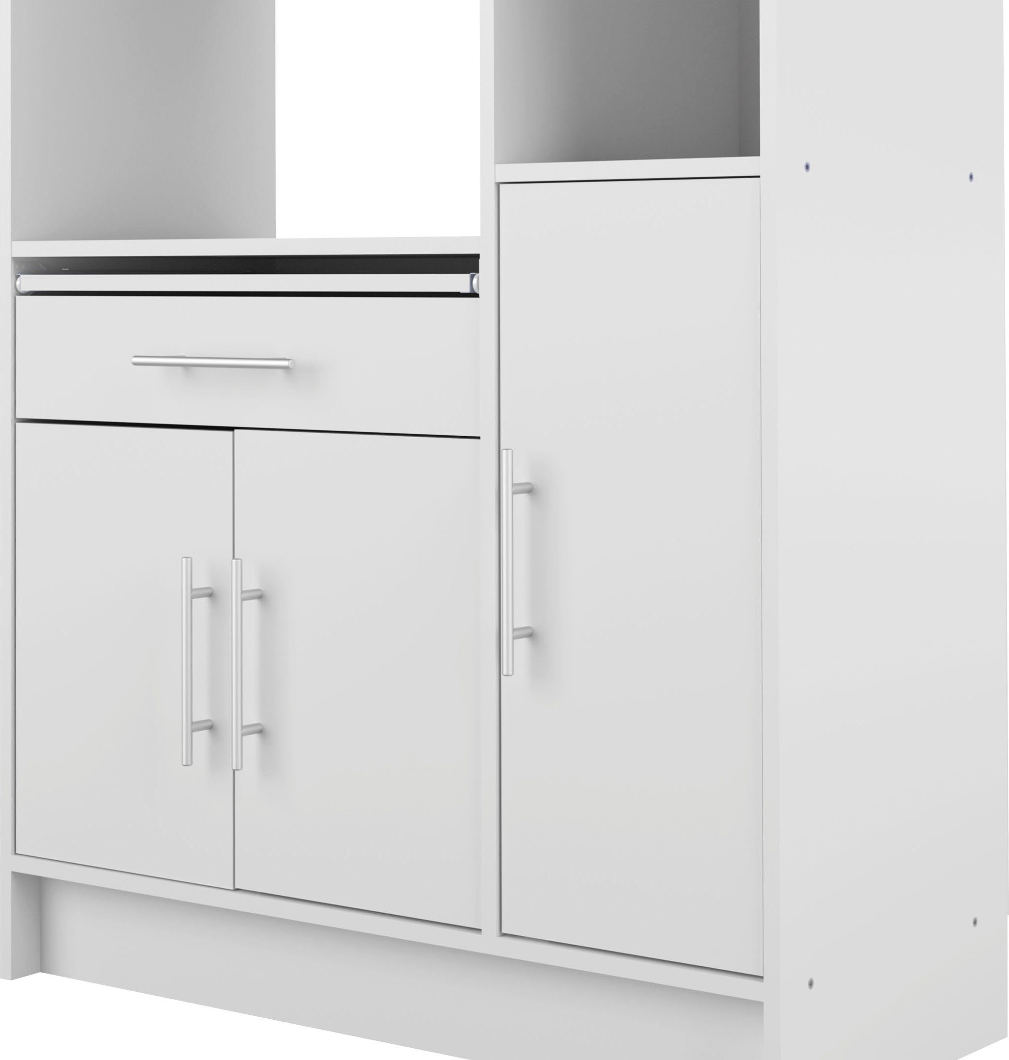 TemaHome Küchenbuffet Louise ausziehbarer Schrank, mit Fach für eine Mikrowelle, Höhe 180 cm