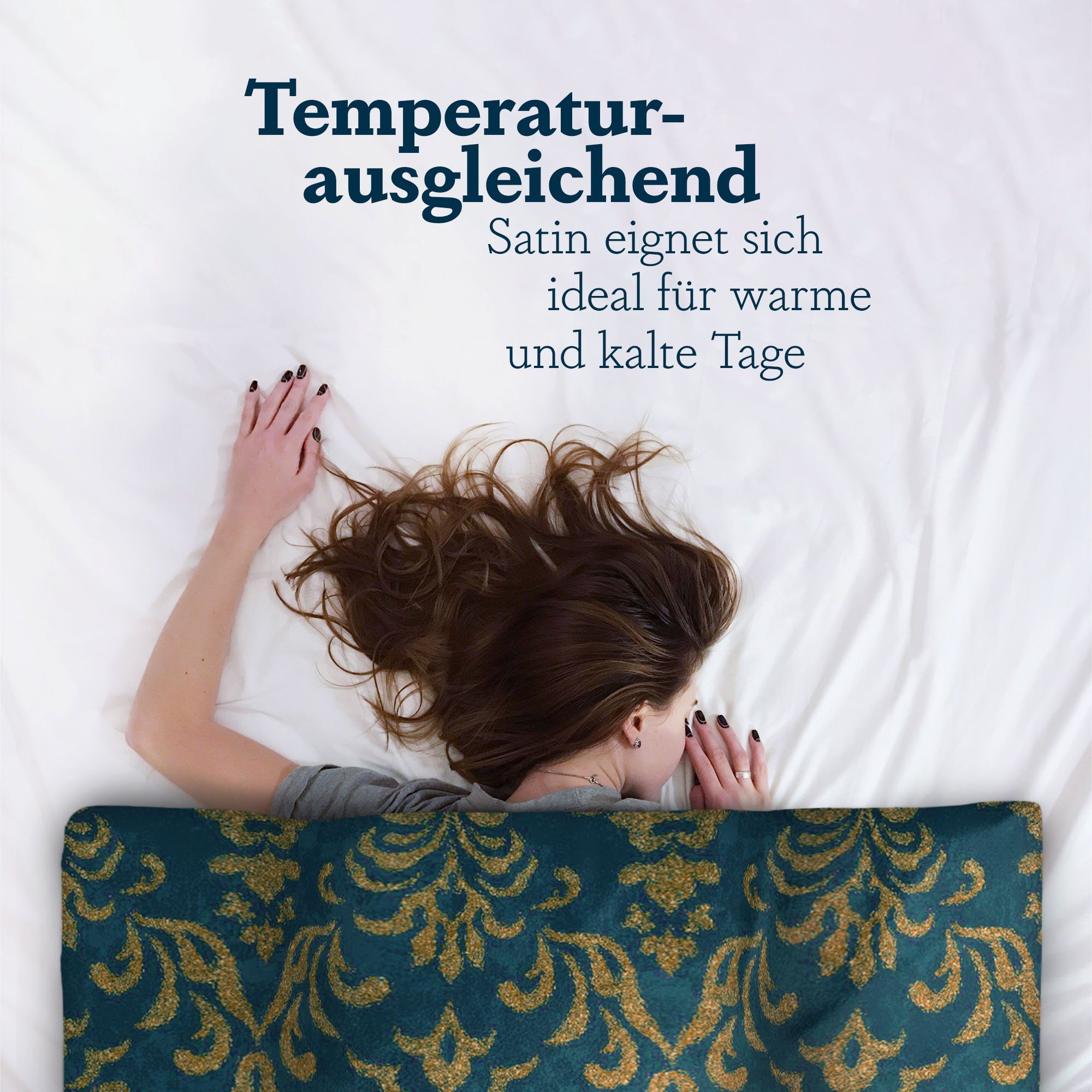 Bettwäsche 2tlg. Bettbezug + Kissenbezug - Floral / Ornament, Bestlivings, Satin Baumwolle, 100% Baumwolle, verd. Reißverschluss, Satin Qualität - Bettdeckenbezug