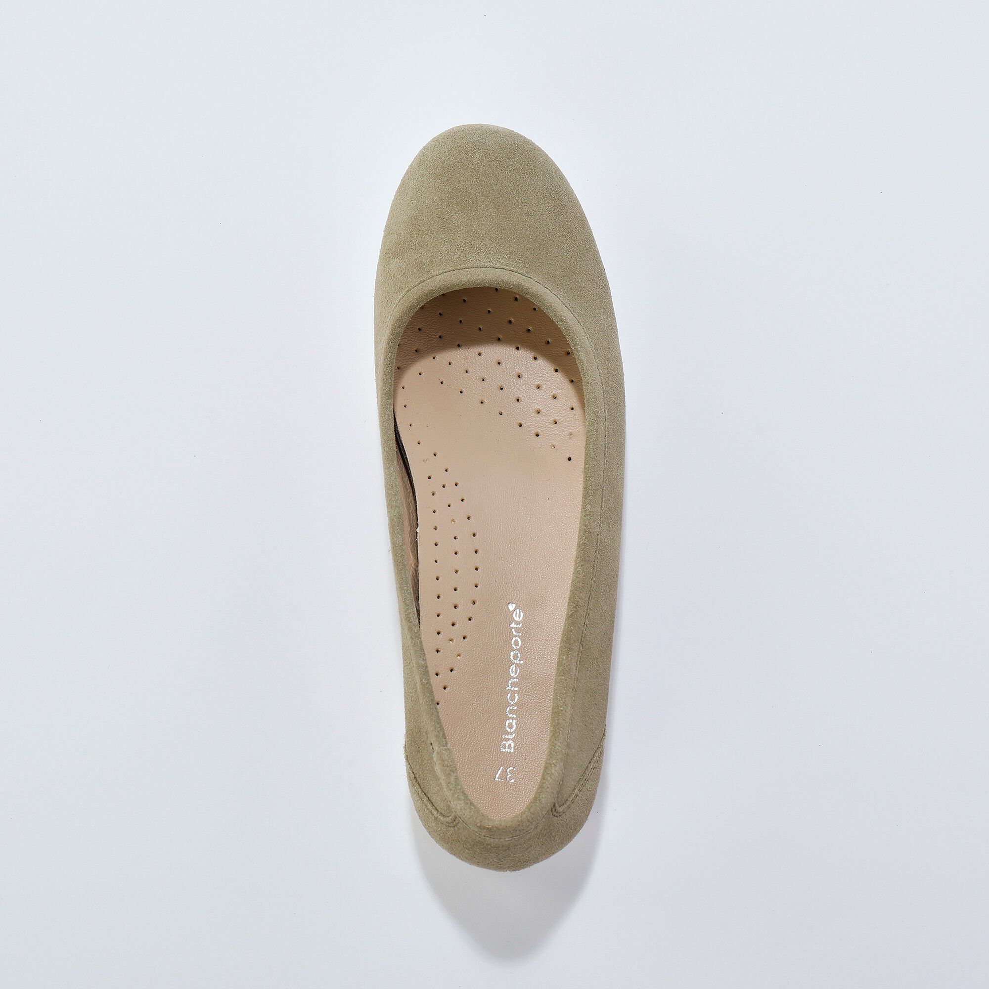 Ballerines croûte de cuir, semelle crantée