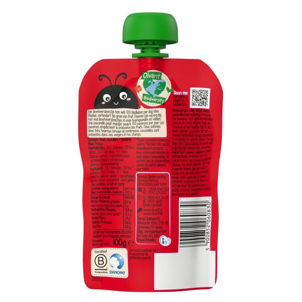 Olvarit 12 M Banaan Kiwi Aardbei Knijpfruit 100g