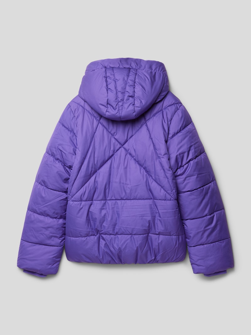 Steppjacke mit Kapuze mit Statement-Print in lila
