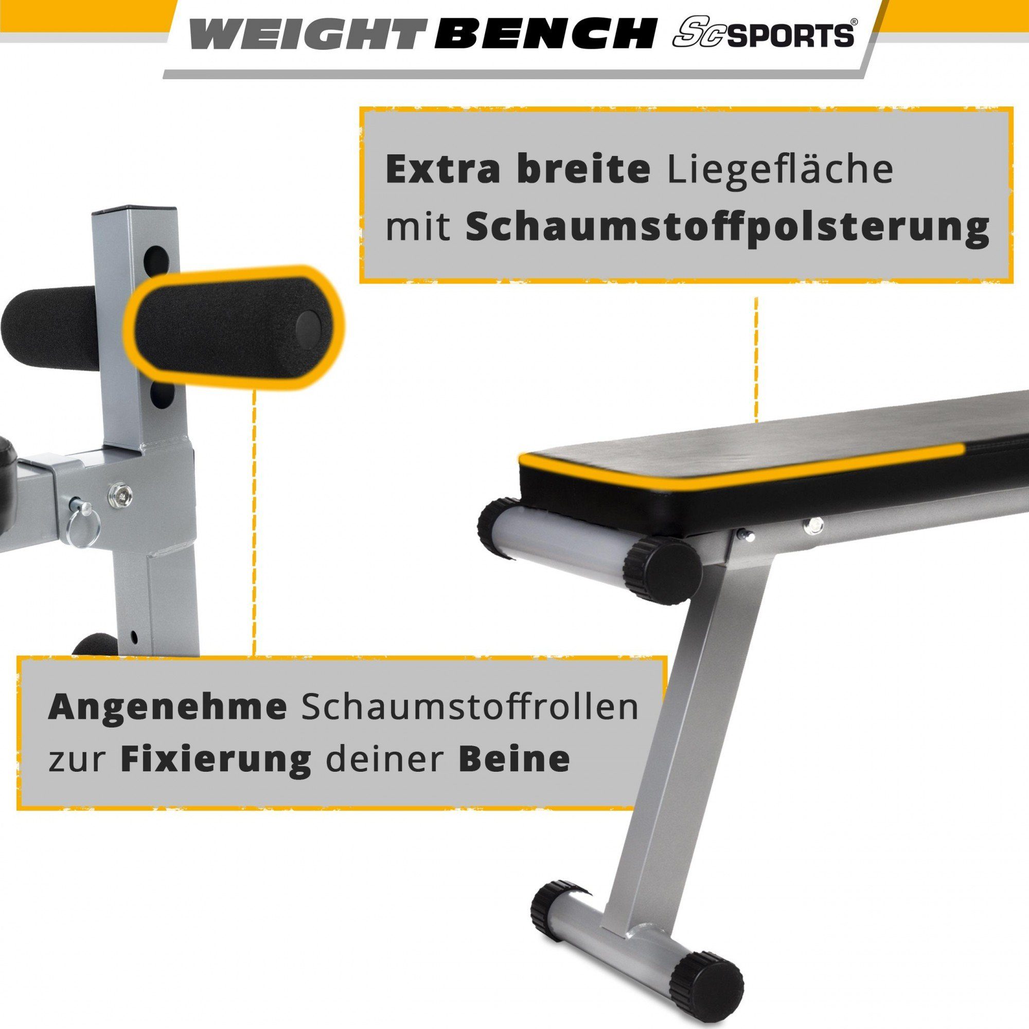 ScSPORTS® Hantelbank Sit Up Bank Bauchtrainer Verstellbar bis 150kg Klappbar