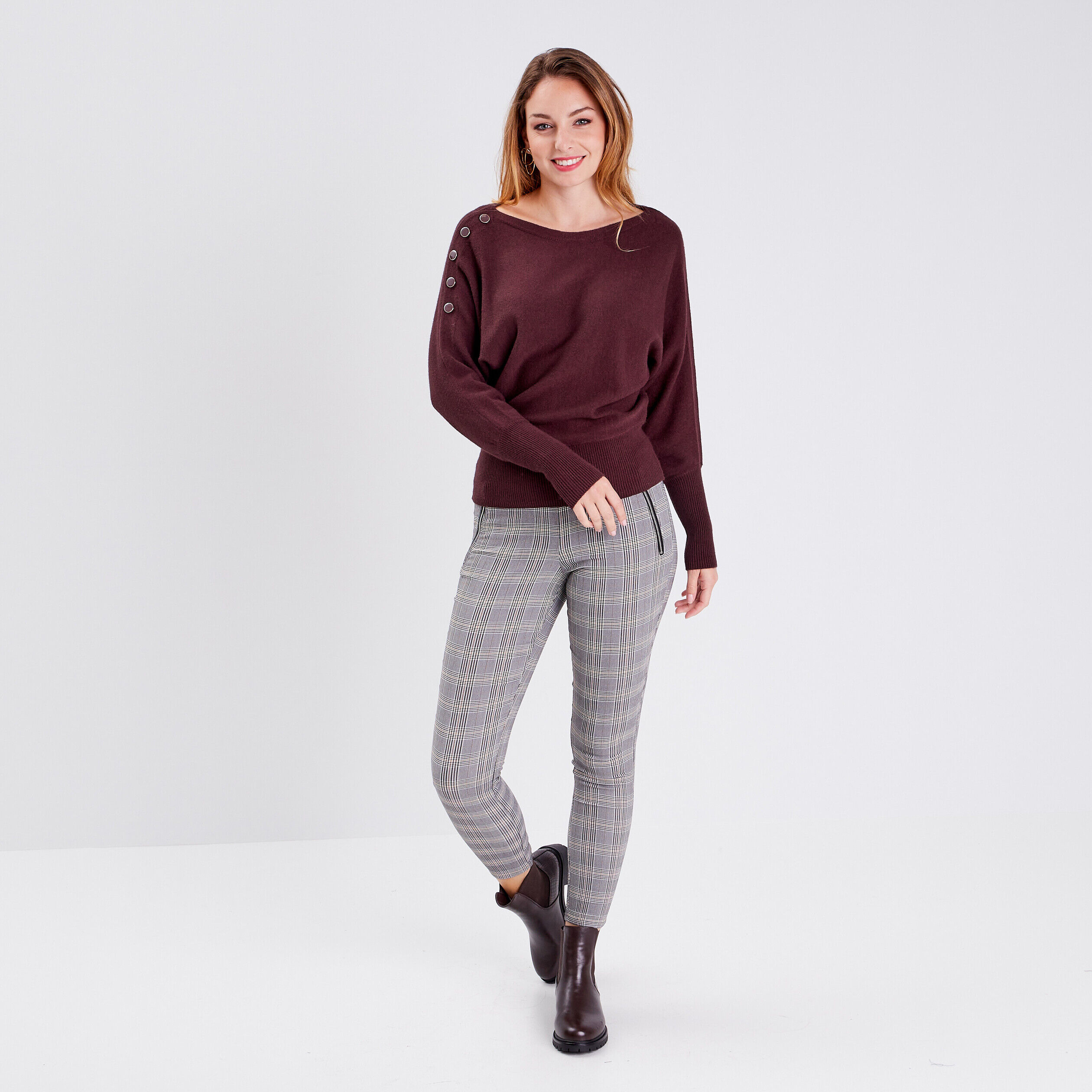 Pull manches longues marron femme | Cache Cache
