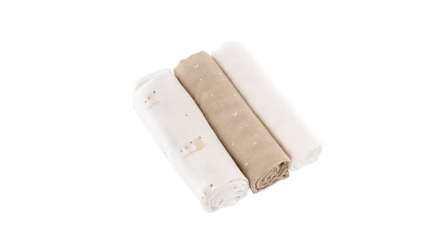 Träumeland Mulltücher 3er-Set 80x80cm beige