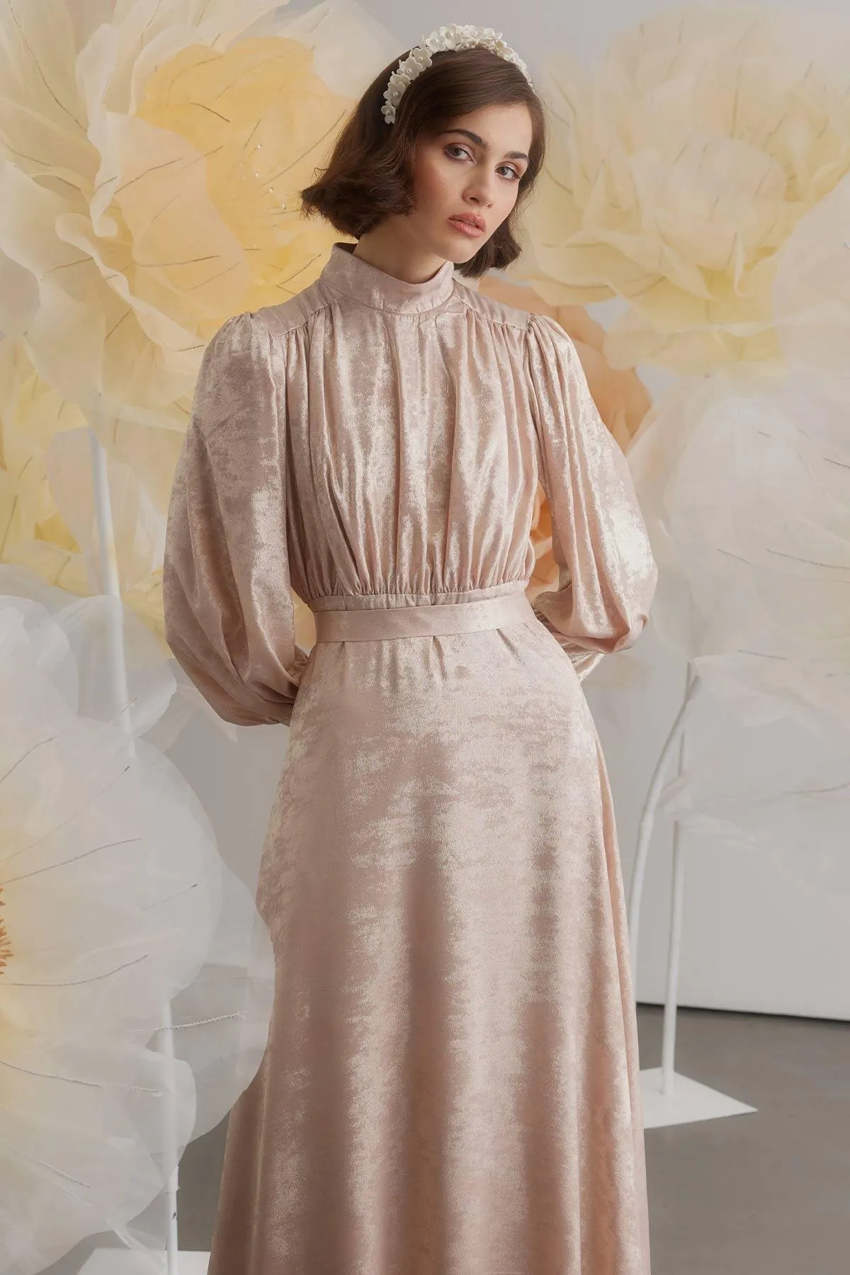 Manuka  Glitzerndes Abendkleid Lachs