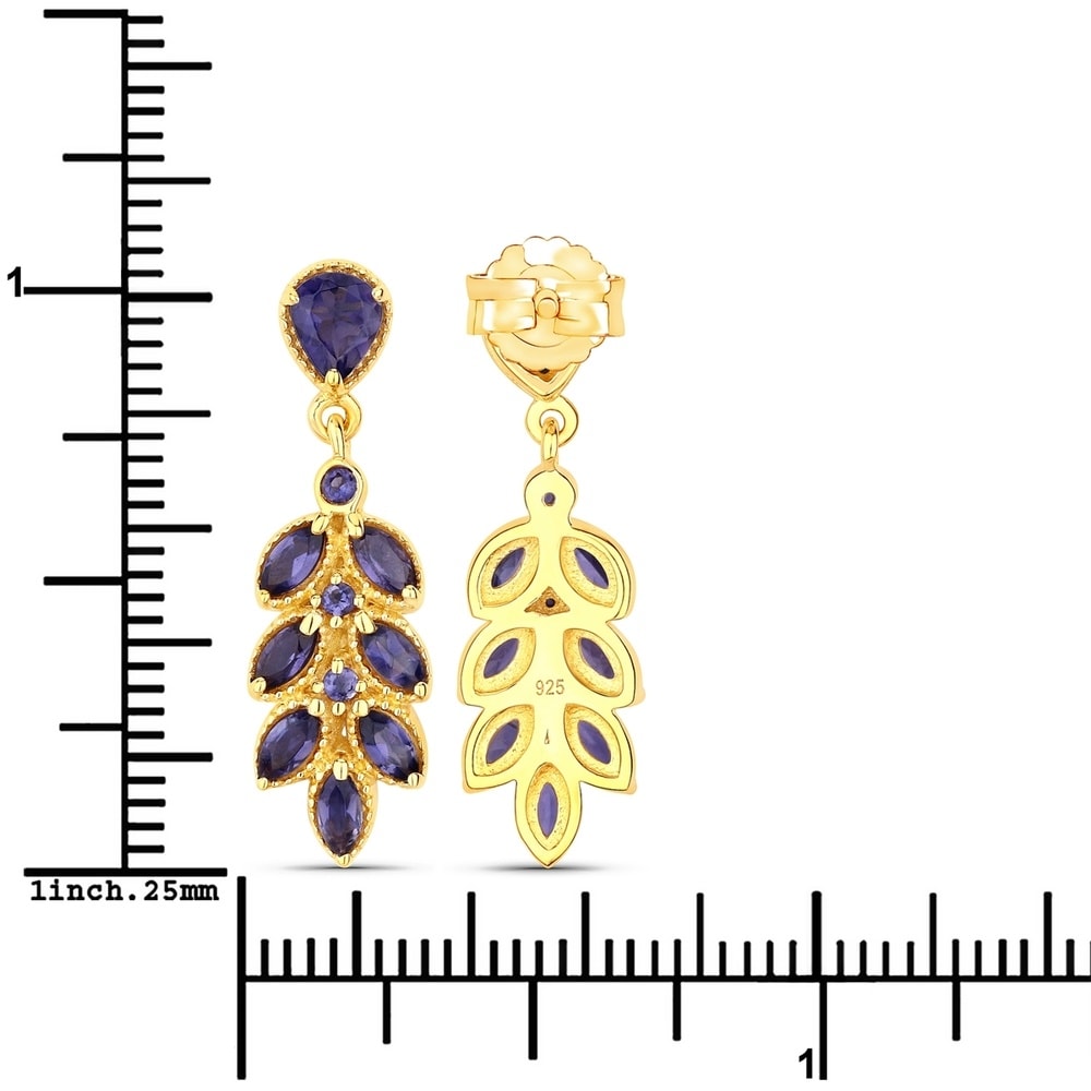 Rafaela Donata Boucles doreilles Argent sterling Iolite en Or jaune Bijoux