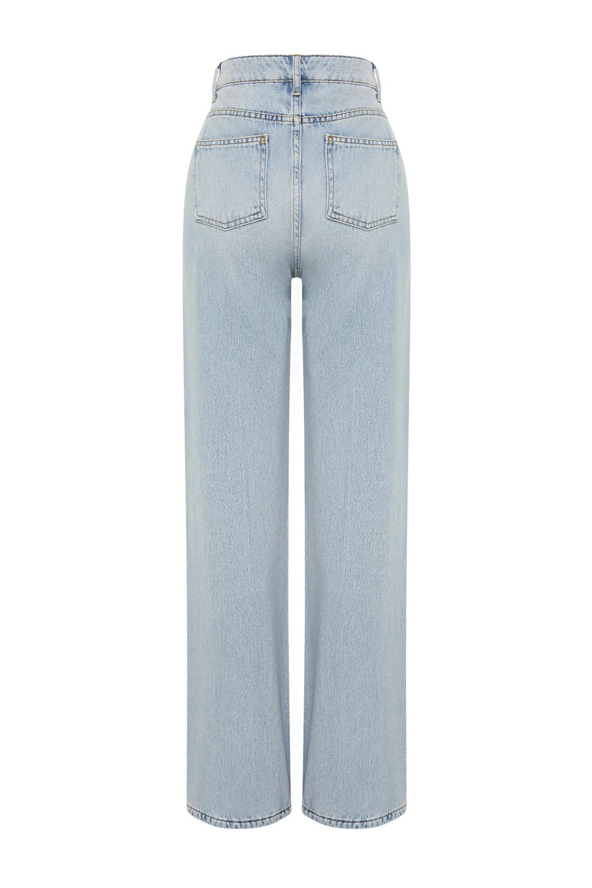 Trendyol Collection  Jeans mit hoher Taille und weitem Bein in blassblauem Vintage-Effekt TWOSS24JE00022