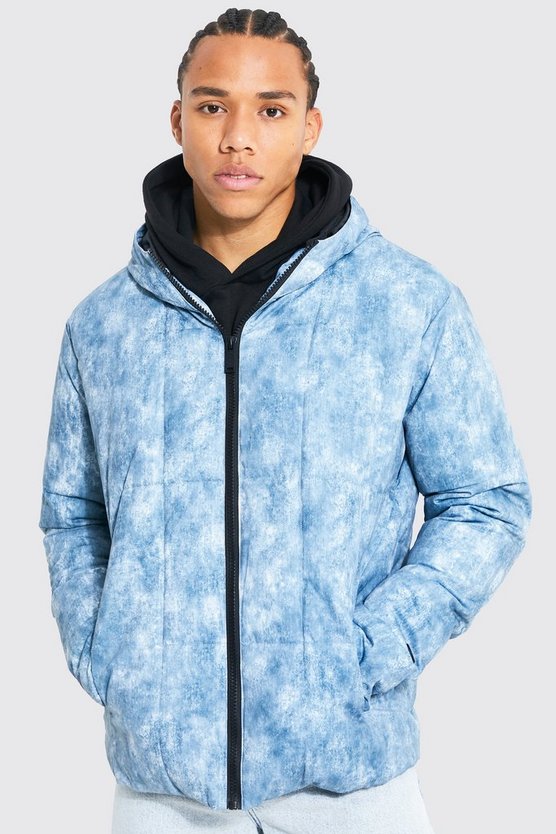 Tall Batik Steppjacke mit Kapuze