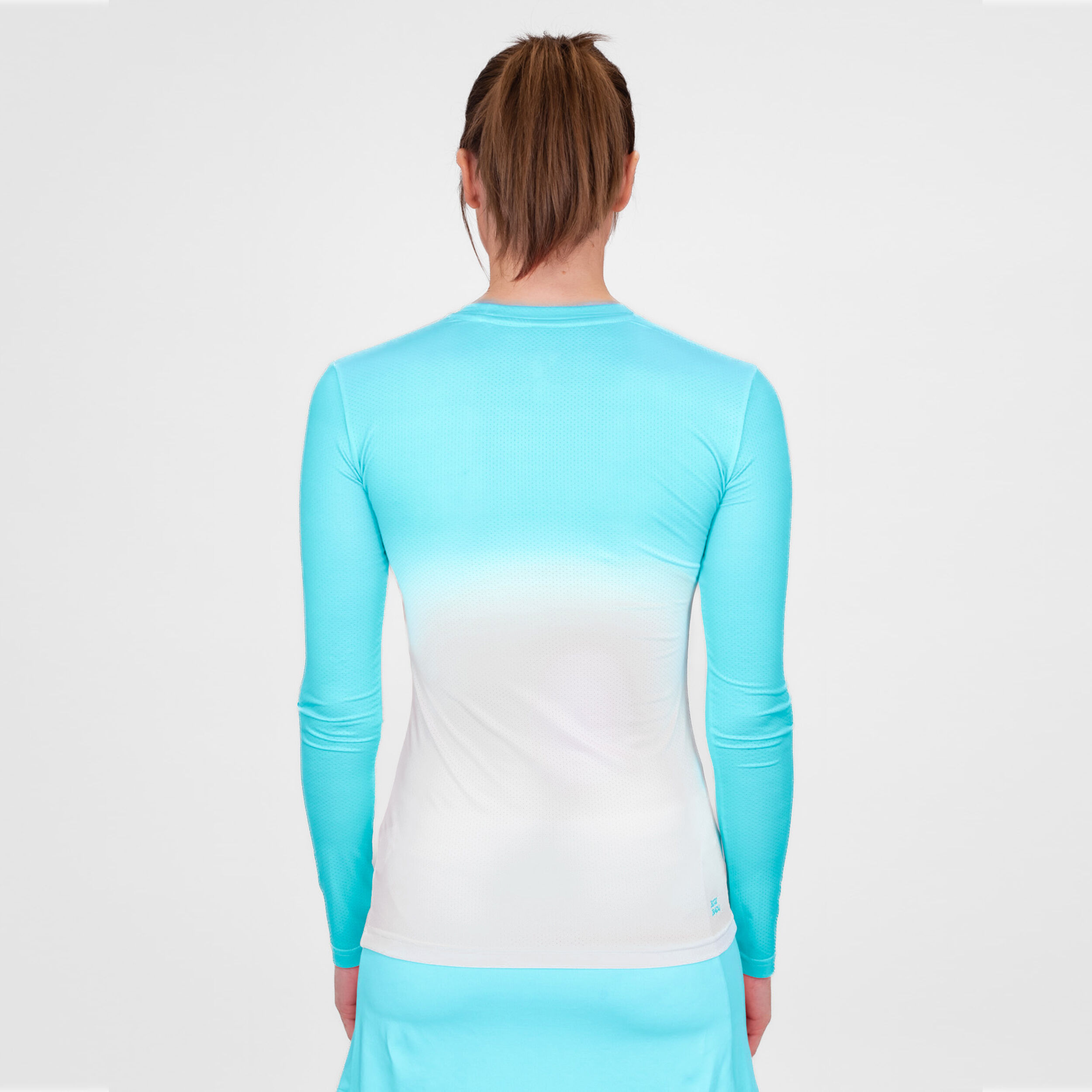Crew Gradiant Longsleeve Damen - Türkis, Weiß
