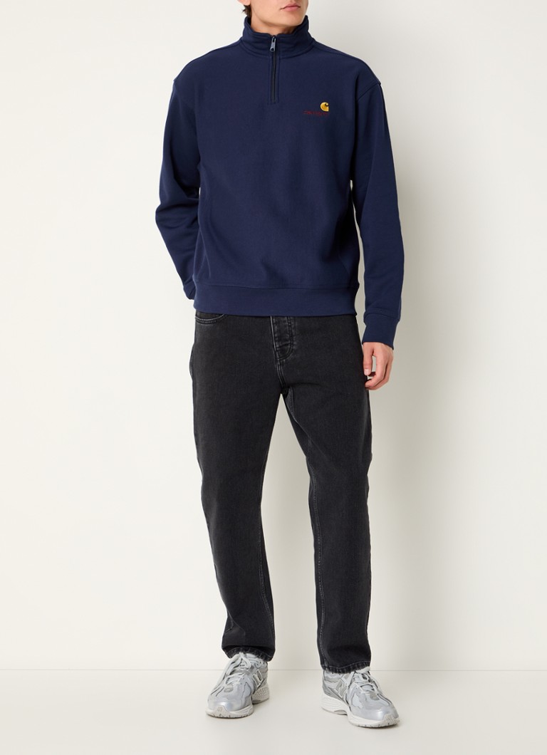 Felpa Carhartt WIP American Script con mezza zip e logo