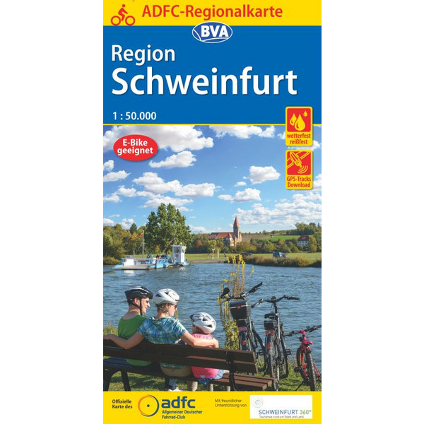 ADFC-Regionalkarte Schweinfurt, 1:50.000, reiß- und wetterfest, GPS-Tracks Download - Fahrradkarte