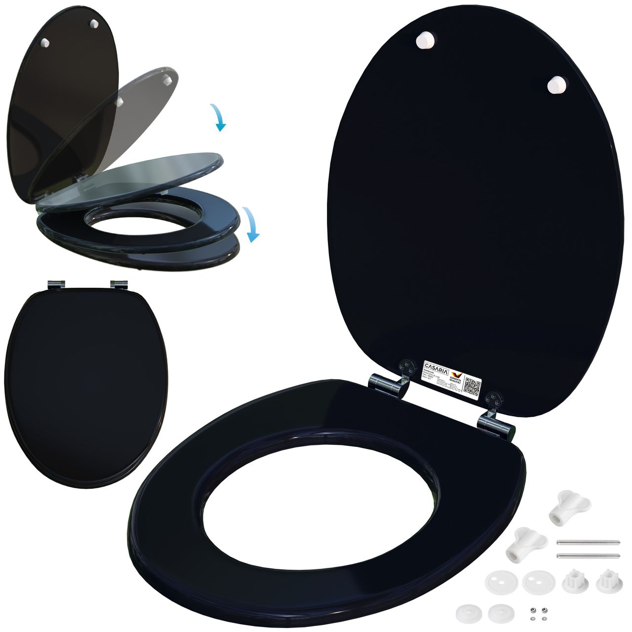 Casaria Toilettensitz Schwarz mit Absenkautomatik