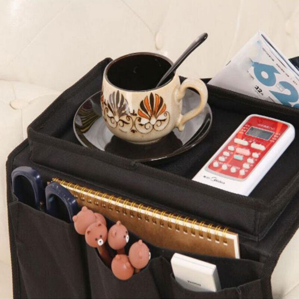 JOYOLEDER Betttasche Armlehnen Organizer, Sofa Butler mit Tablett, 4 Taschen, faltbar, HxBxT: 18 x 18 x 30 cm