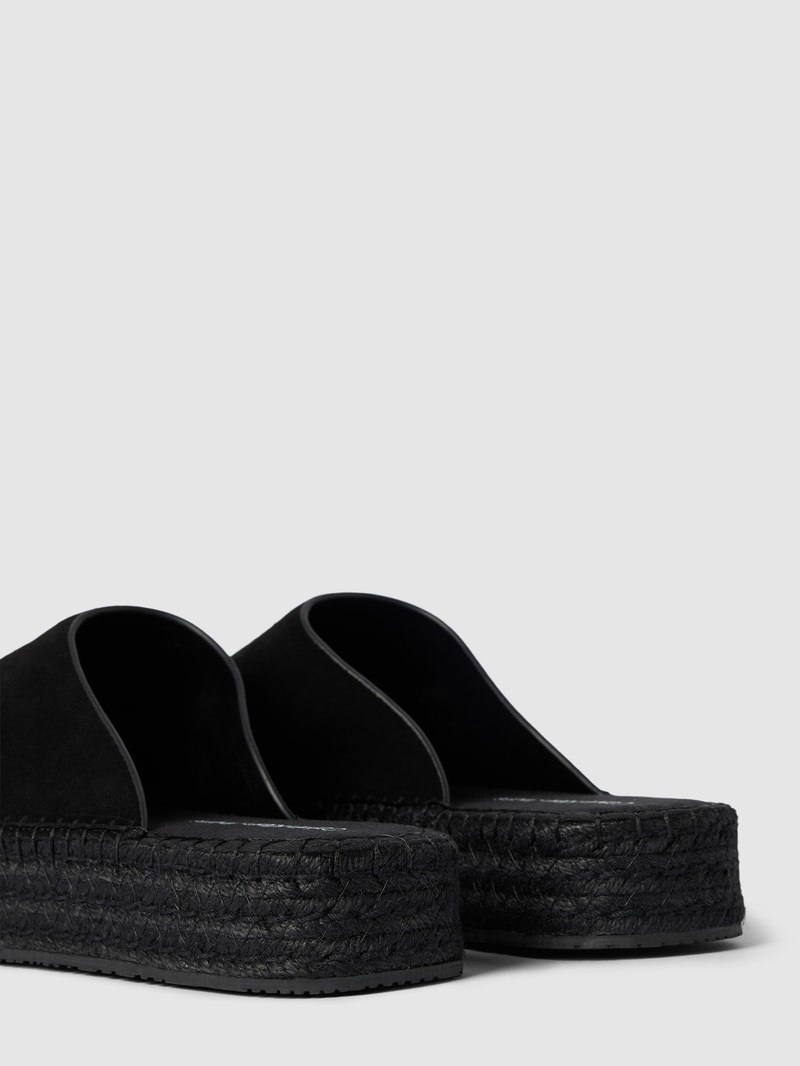 Mules aus Leder mit Plateausohle Modell 'ROPE' in black