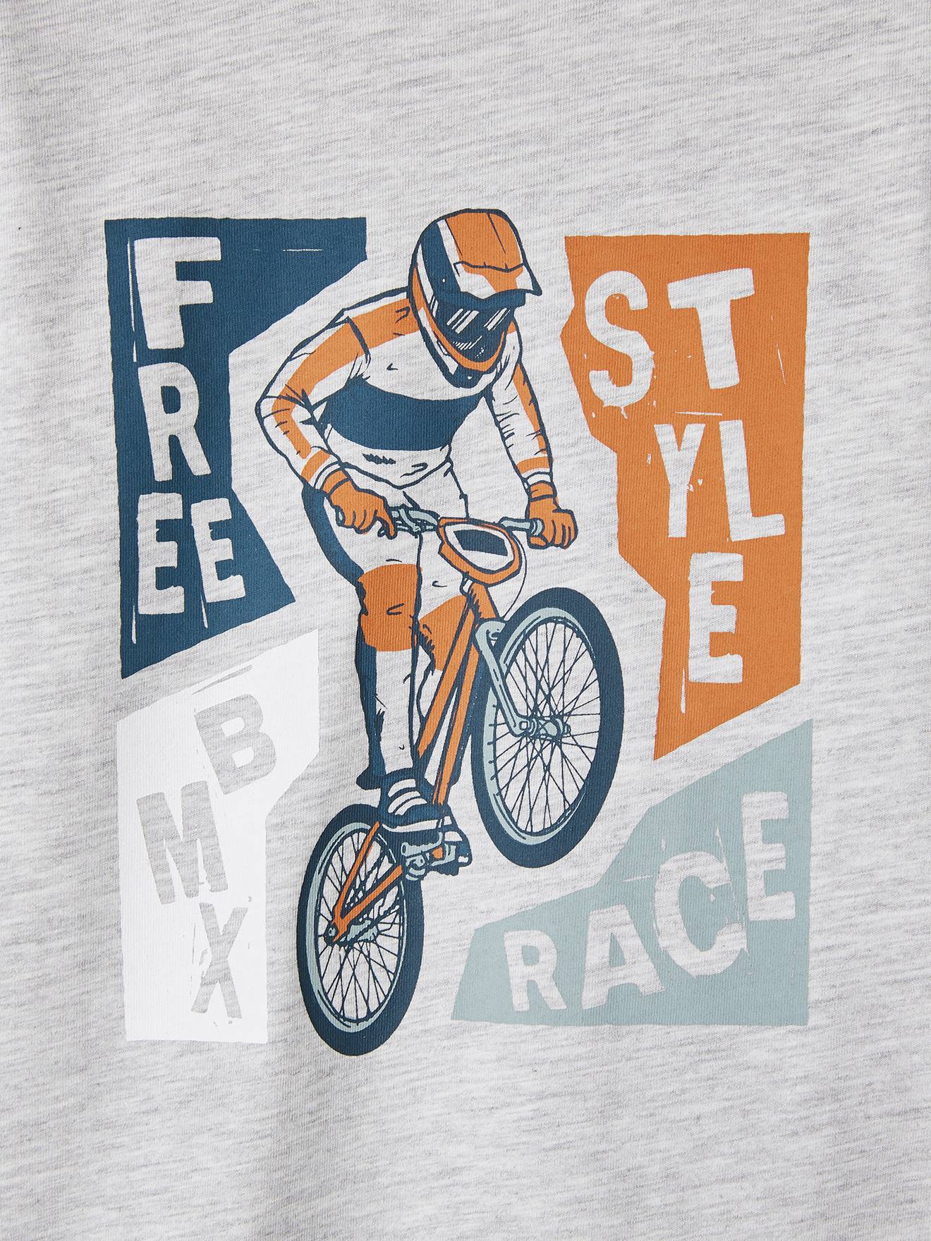 Vertbaudet Jungen Shirt mit Print, Recycling-Baumwolle - grau meliert