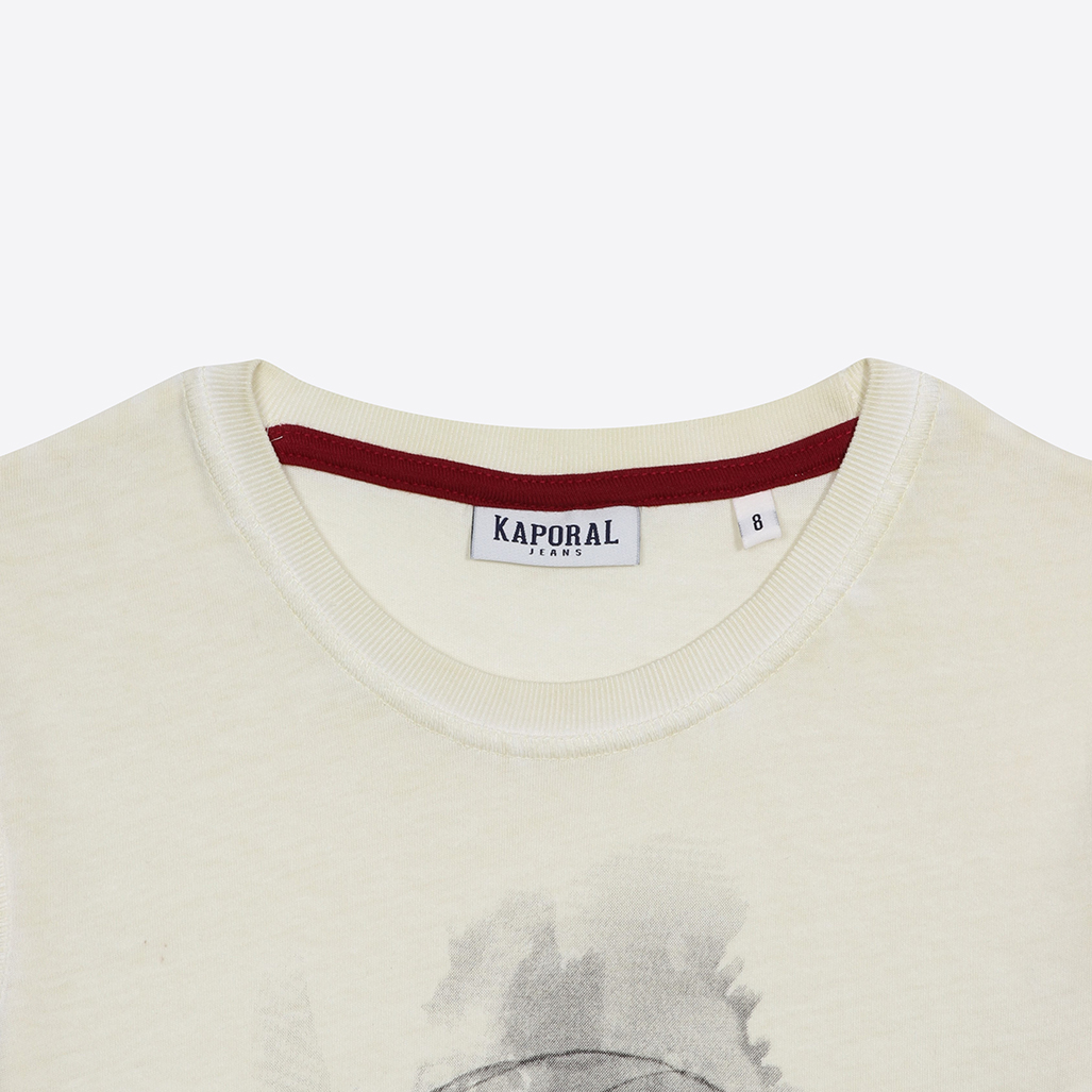 ROBY   T-shirt écru imprimé tête de mort garçon en 100% coton