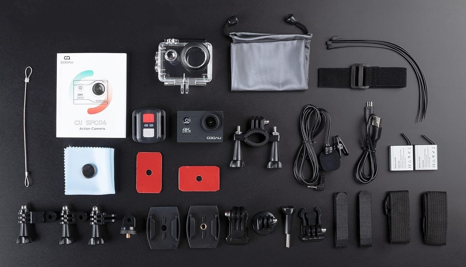 OKWISH Sport Kamera 4K 20MP WiFi 40M Unterwasserkamera Sportkamera Helmkamera Action Cam (4K Ultra HD, WLAN (Wi-Fi), Sportcamera Sports Camera Actioncam 2 1200mAh Akkus 2.4G Fernbedienung, 2,0 Zoll, 40M IPX6 Wasserdicht, Fahrrad Motorrad Tauchen Schw