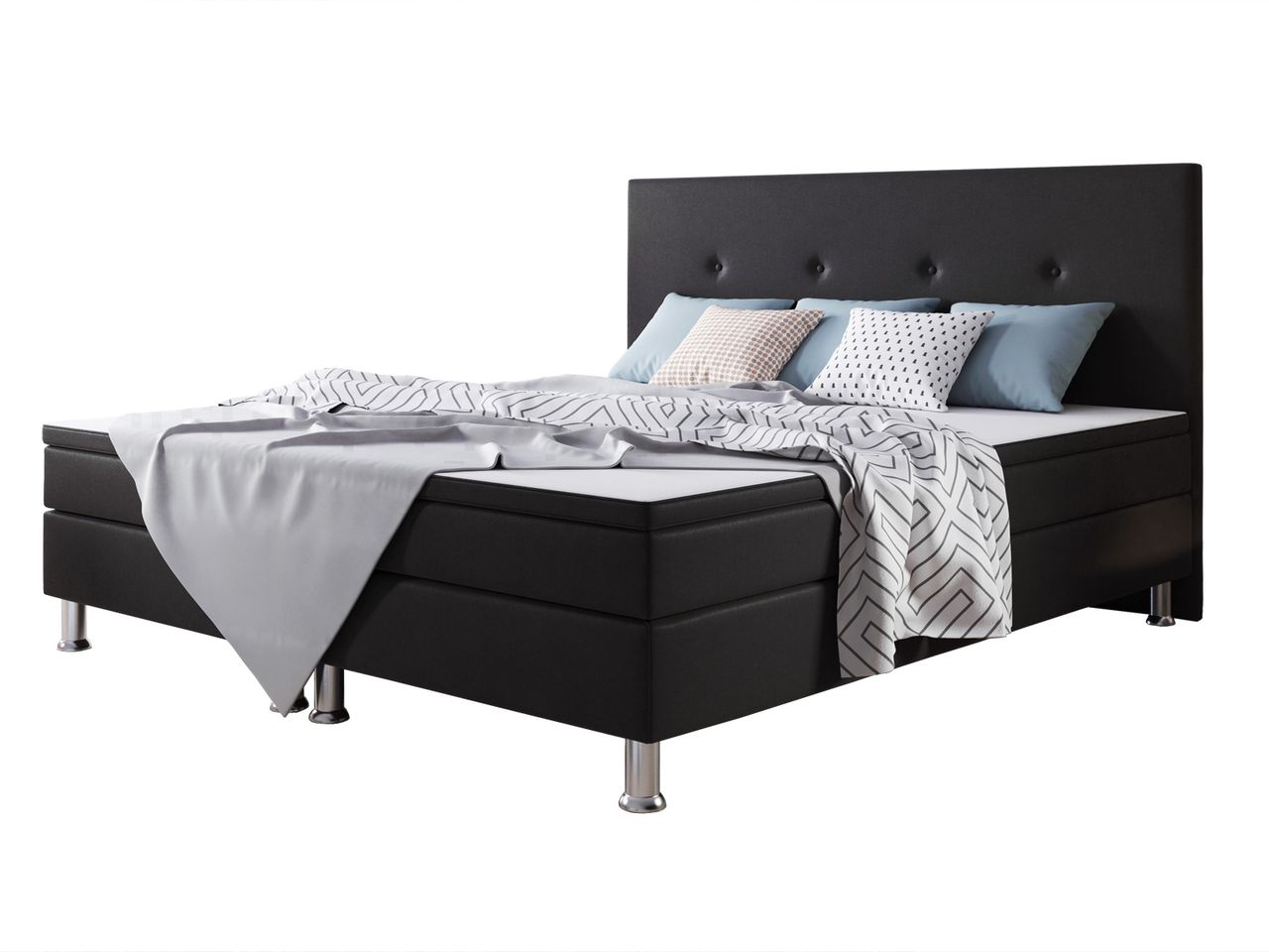 IHG Boxspringbett Jump 180x200 Webstoff Schwarz Typ 2