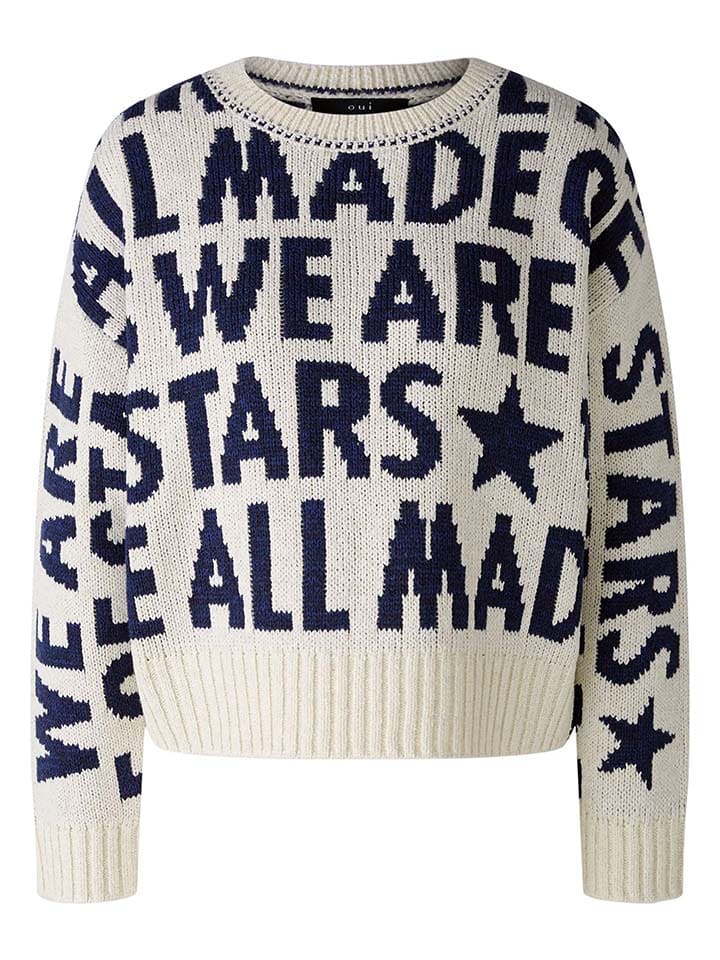 Oui Pullover in Creme/ Dunkelblau günstig kaufen