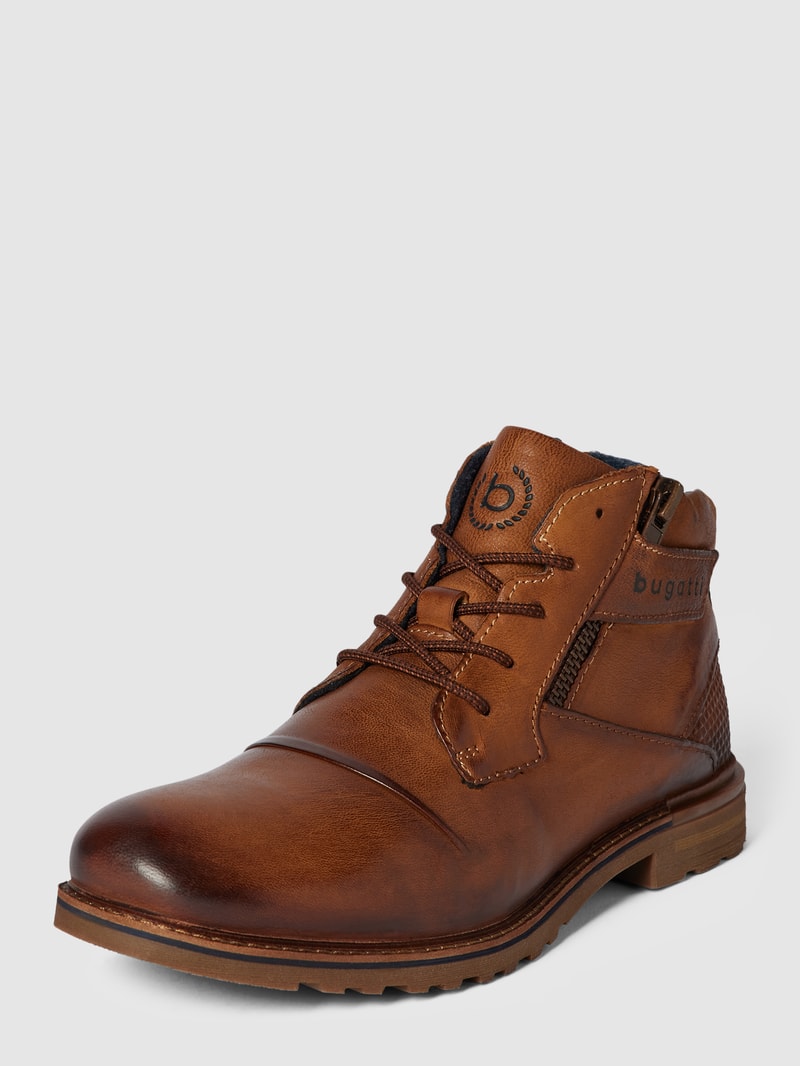 Schnürboots mit Label-Details Modell 'Vittore' in cognac