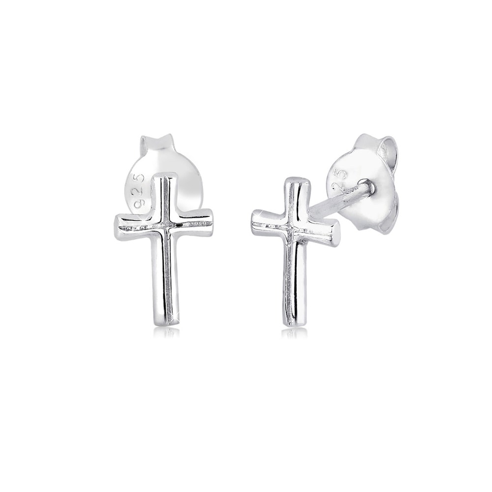 Elli Elli Boucles d'Oreilles Femme Motif de Croix en Filigrane en Argent Sterling 925 Boucles d'oreilles