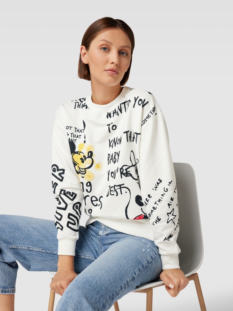 Sweatshirt mit Allover-Prints Modell 'Mickey' in weiß