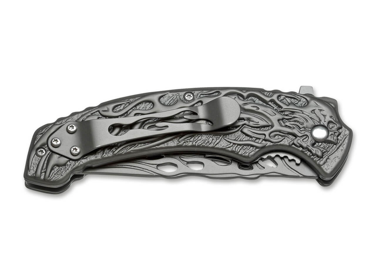 Grey Flaming Skull