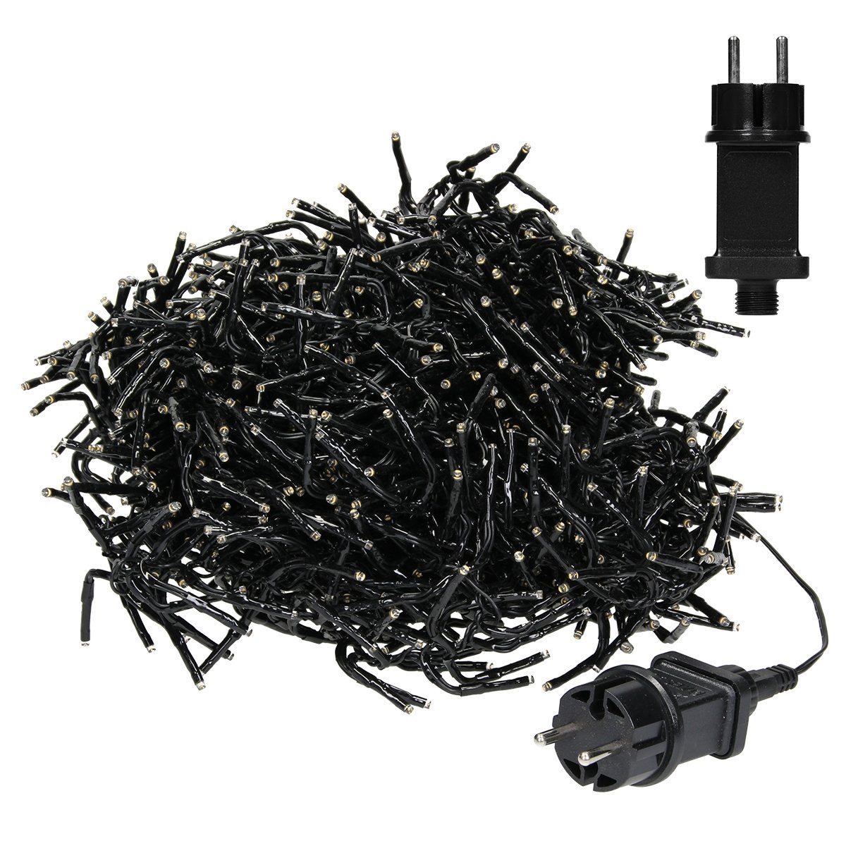 ECD Germany Weihnachtsfigur Lichterkette Weihnachtsbeleuchtung Weihnachtsbaum Cluster Lichterkette, LED Büschel 11m 1512 LEDs Warmweiß Strombetrieb IP44 Wasserdicht