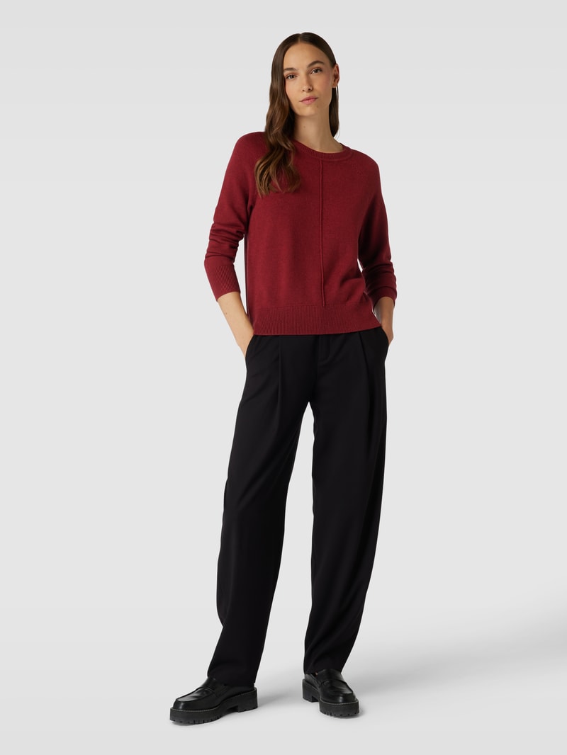 Strickpullover mit gerippten Abschlüssen in bordeaux rot meliert