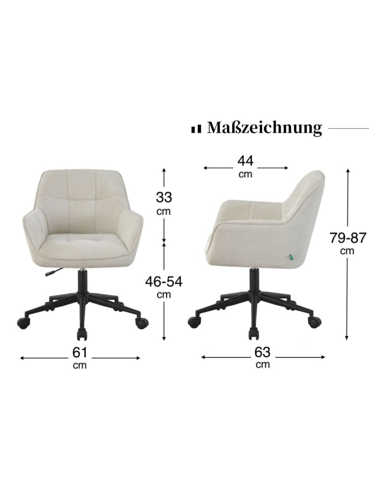 DUBI Möbel Bürostuhl MAX, in Creme günstig kaufen onesize
