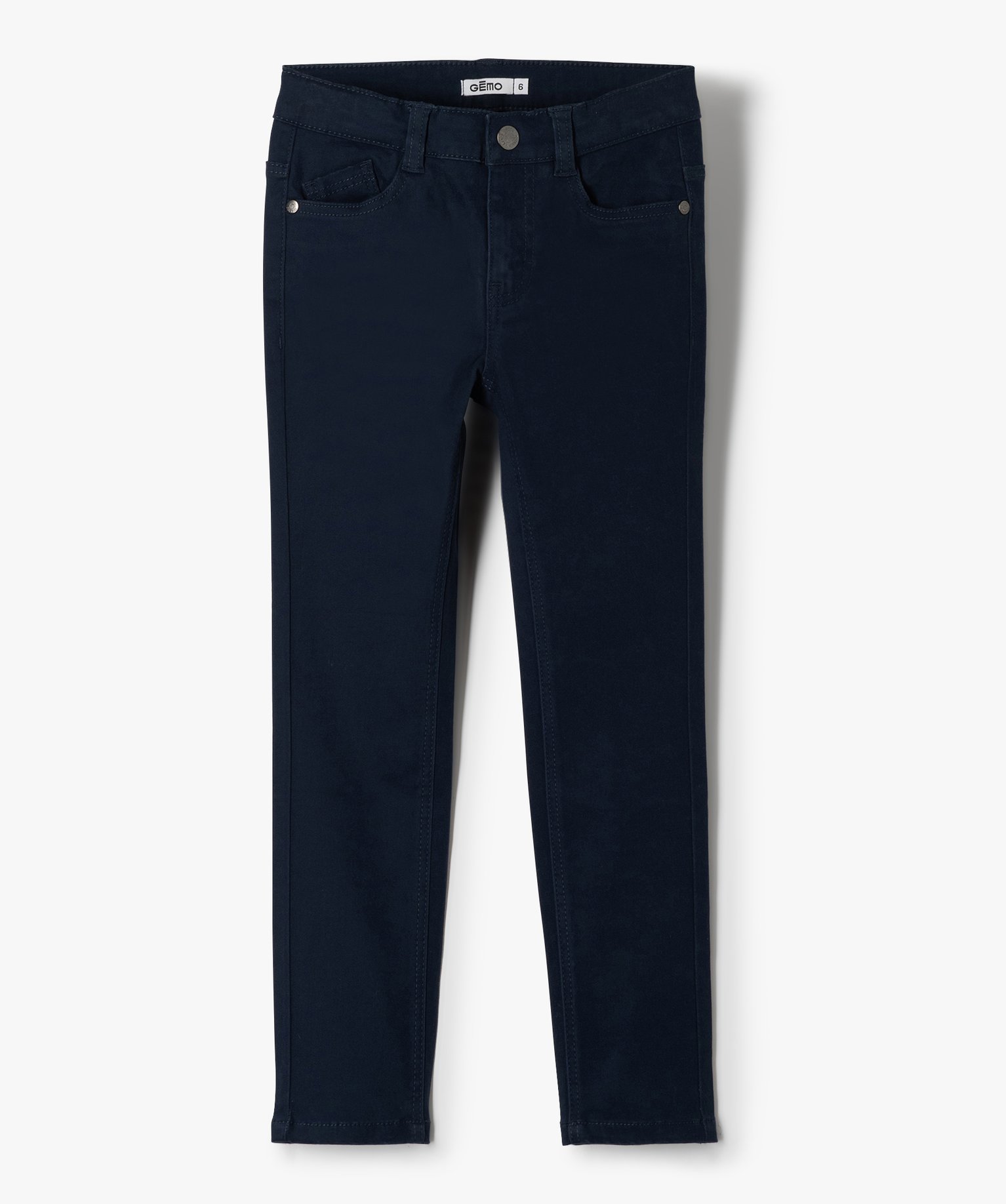 Pantalon Garçon coupe skinny en toile extensible marine | GEMO