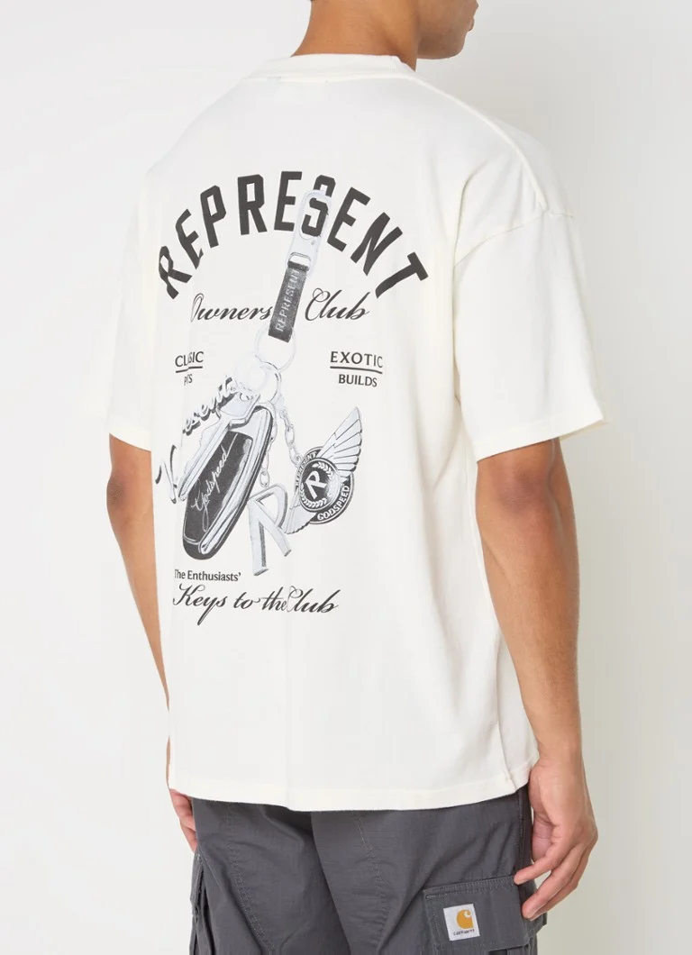 „Reprezentuojantys raktai klubui“ marškinėliai su logotipu ir spauda nugaroje