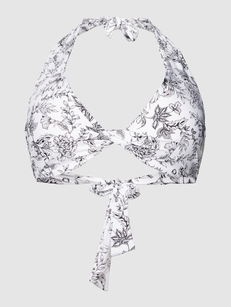 PLUS SIZE Bikini-Oberteil mit floralem Allover-Muster in weiß