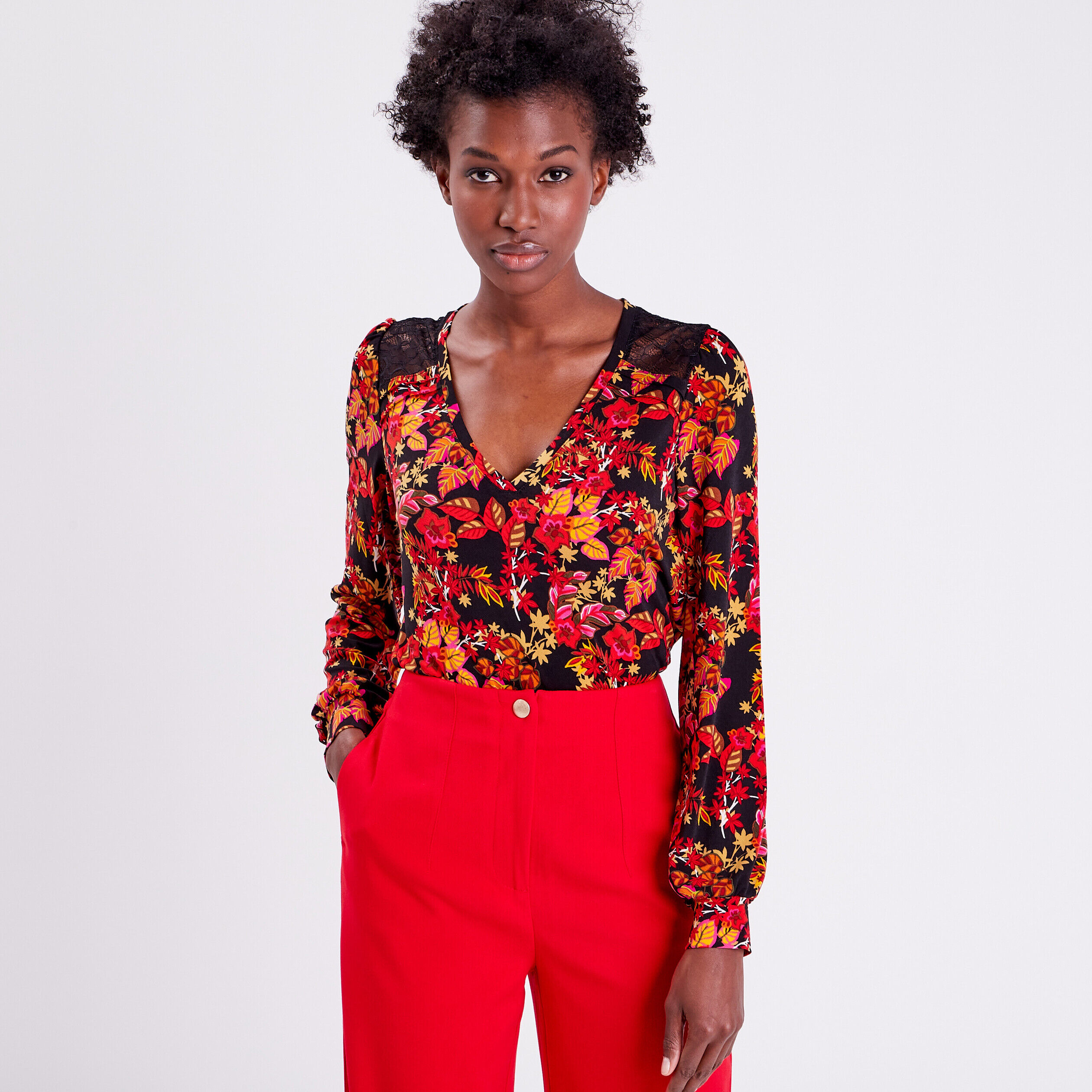 Blouse manches longues noir femme | Cache Cache