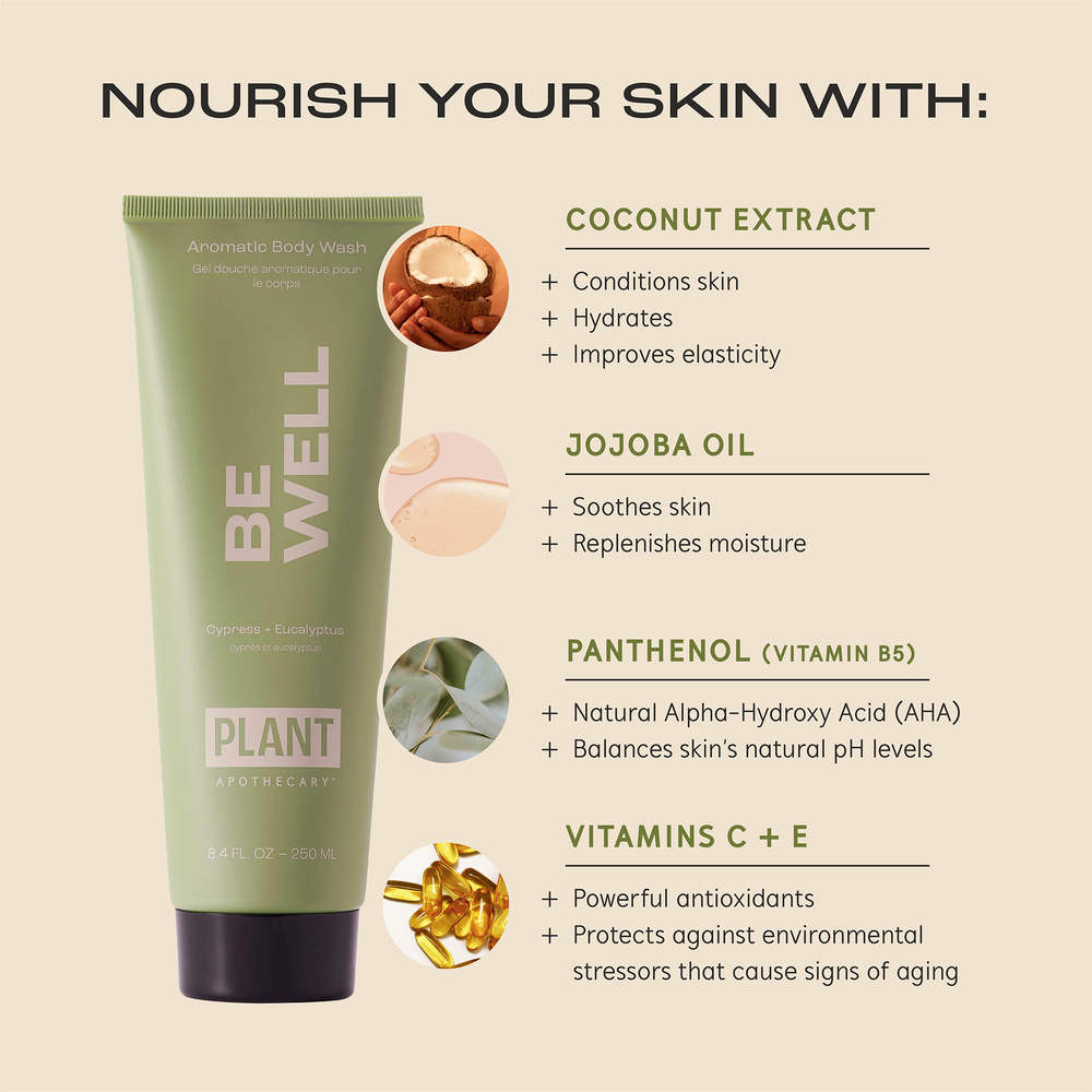 plant apothecary Be Well: Aromatic Body Wash Gel douche aromatique pour le corps