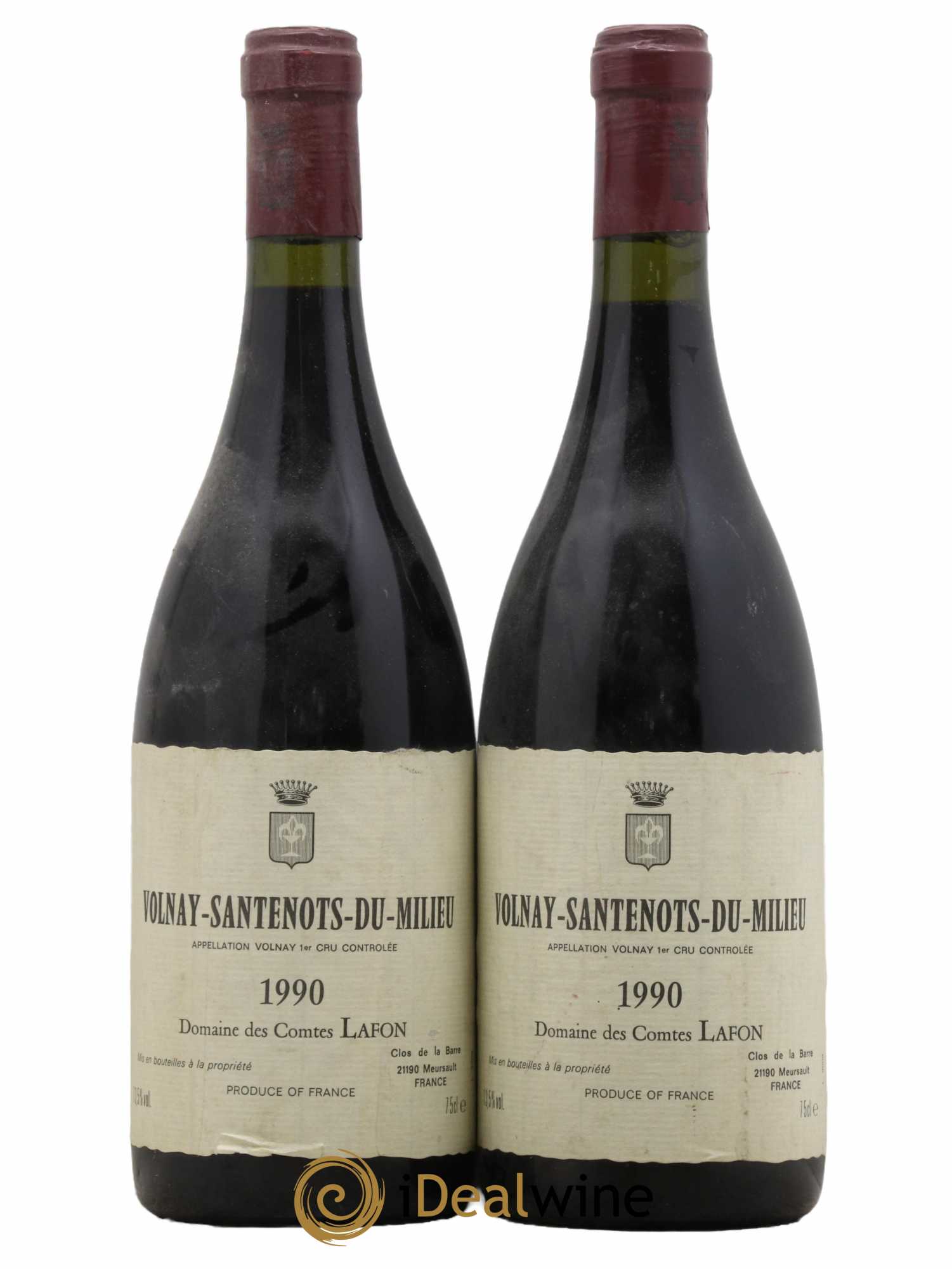 Volnay 1er Cru Santenots du Milieu Comtes Lafon (Domaine des)  1990 - Lot de 2 Bouteilles