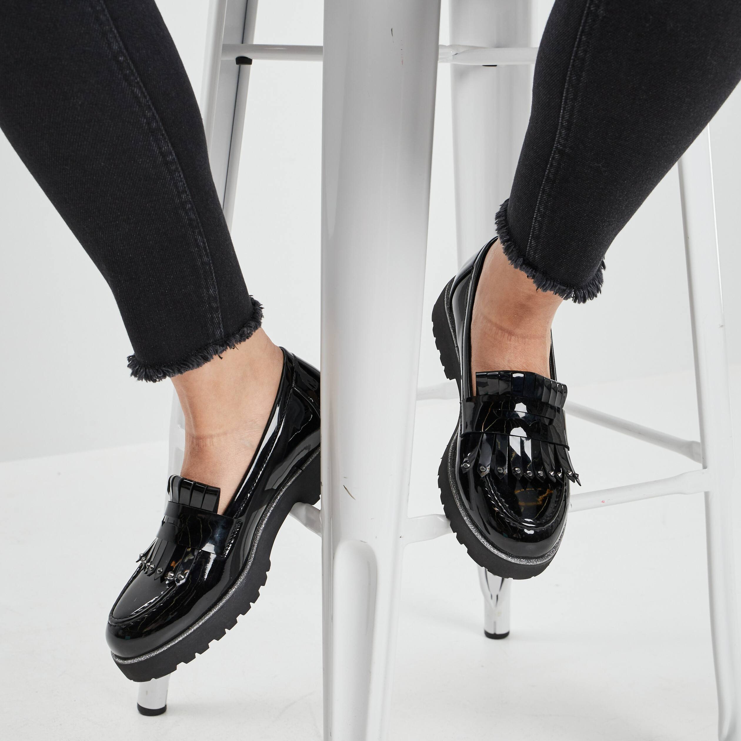 Mocassins crantés Liberto noir femme | La Halle