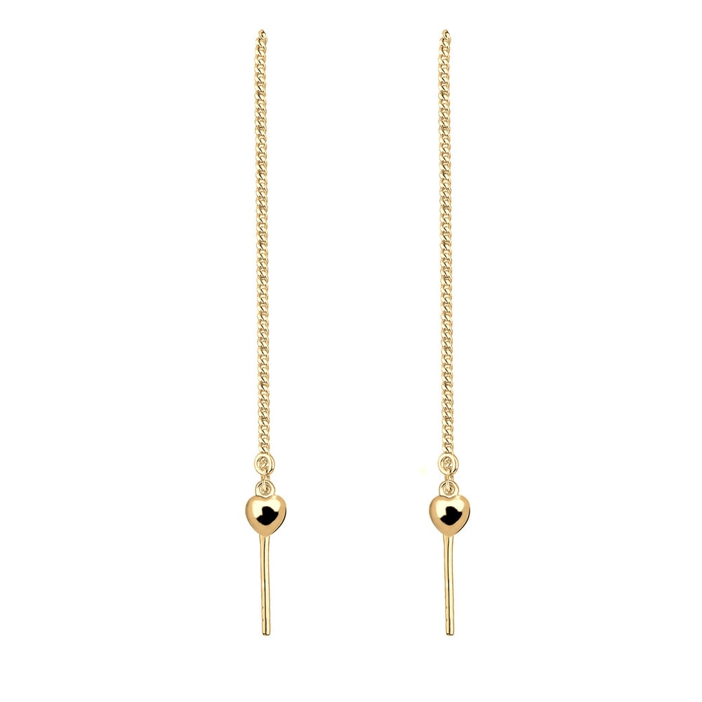 Elli Elli Boucles d'Oreilles Herz Kette Hänger 925 Silber vergoldet Boucles d'oreilles