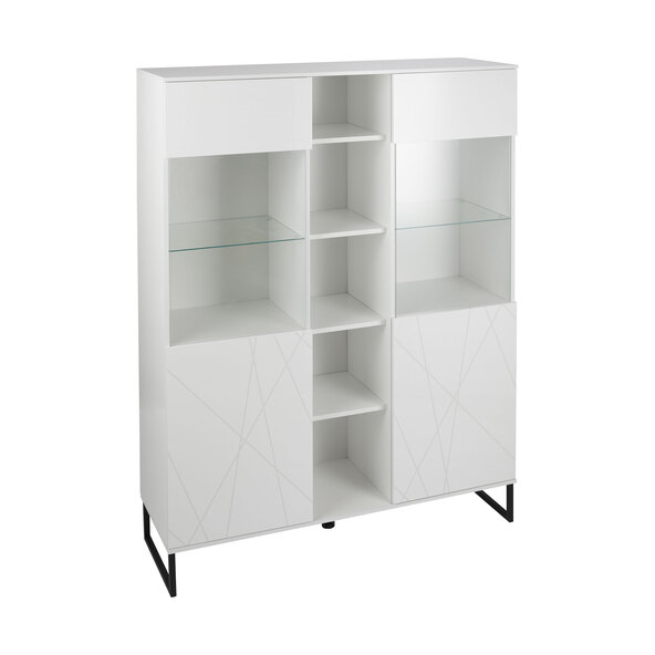 Hochglanz-Vitrine mit 3D-Optik, weiß