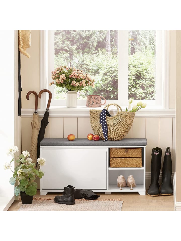SoBuy Schuhbank in Weiß - (B)90 x (H)46 x (T)24cm günstig kaufen onesize