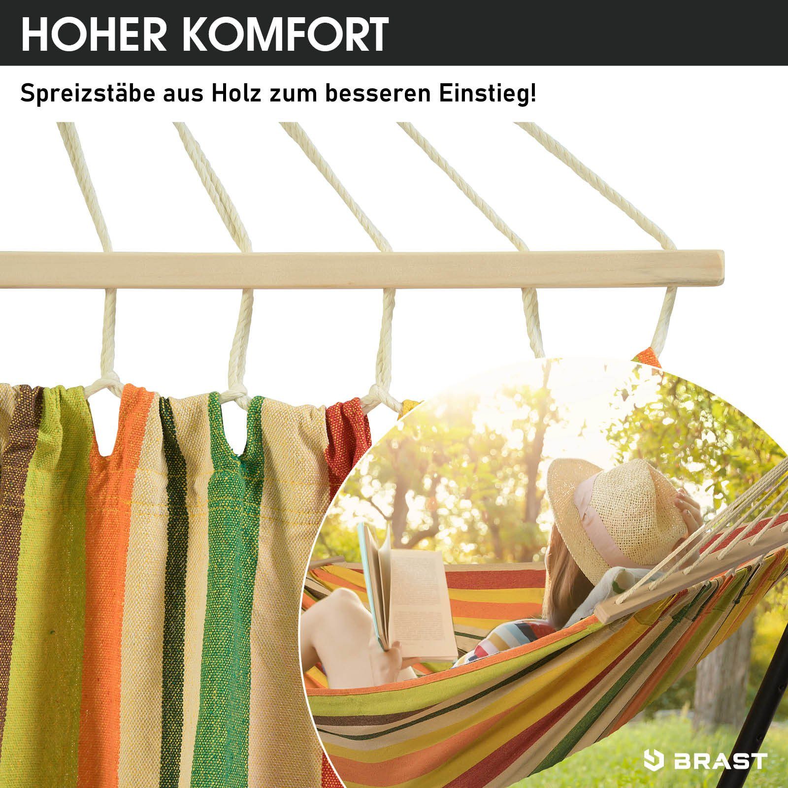 BRAST Hängematte mit Gestell XXL für 2 Personen, viele Modelle, Tragkraft 300kg (inkl. Transporttasche, In-Outdoor Doppelhängematte), Ideal für Balkon, Terrasse, Garten Camping
