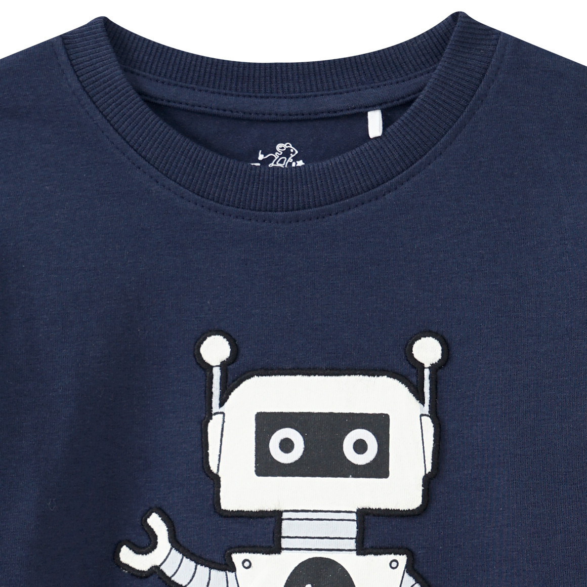Kinder Langarmshirt mit Roboter-Applikation