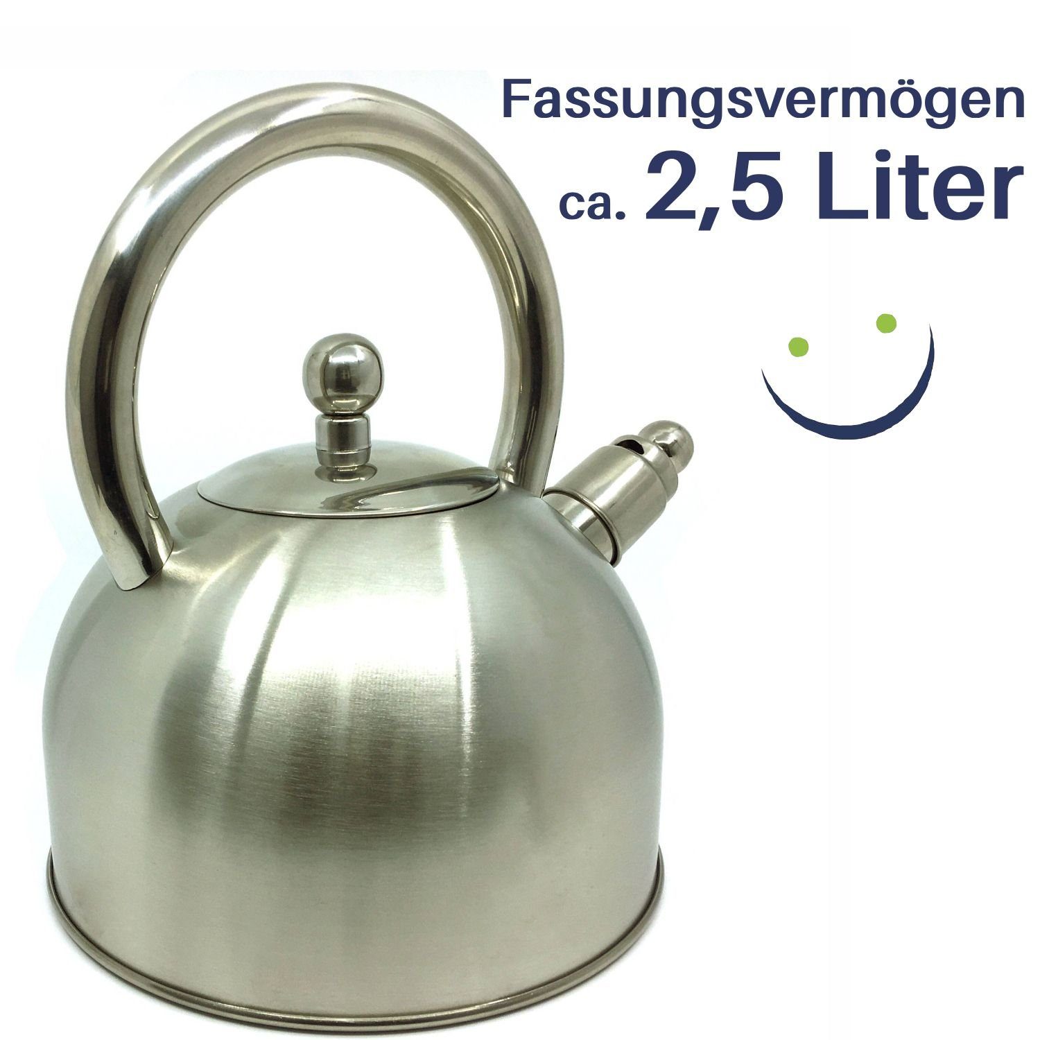 Gravidus Wasserkessel Flötenkessel Teekessel Wasserkocher 2,5 Liter aus Edelstahl