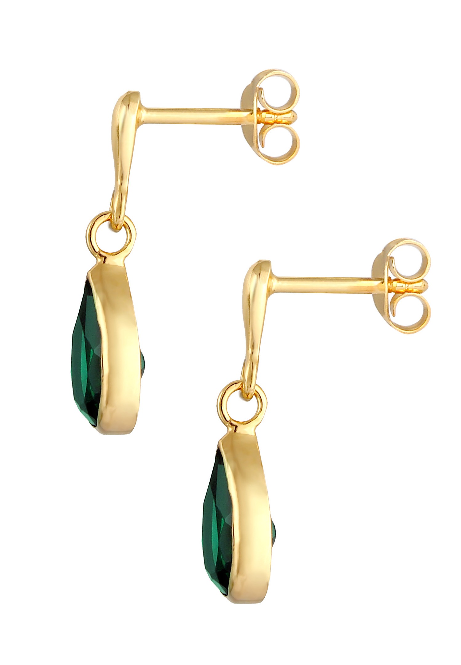 Elli PREMIUM Women's Earrings, Green Quartz Drop Earrings in 925 Sterling Silver with Gold Plating