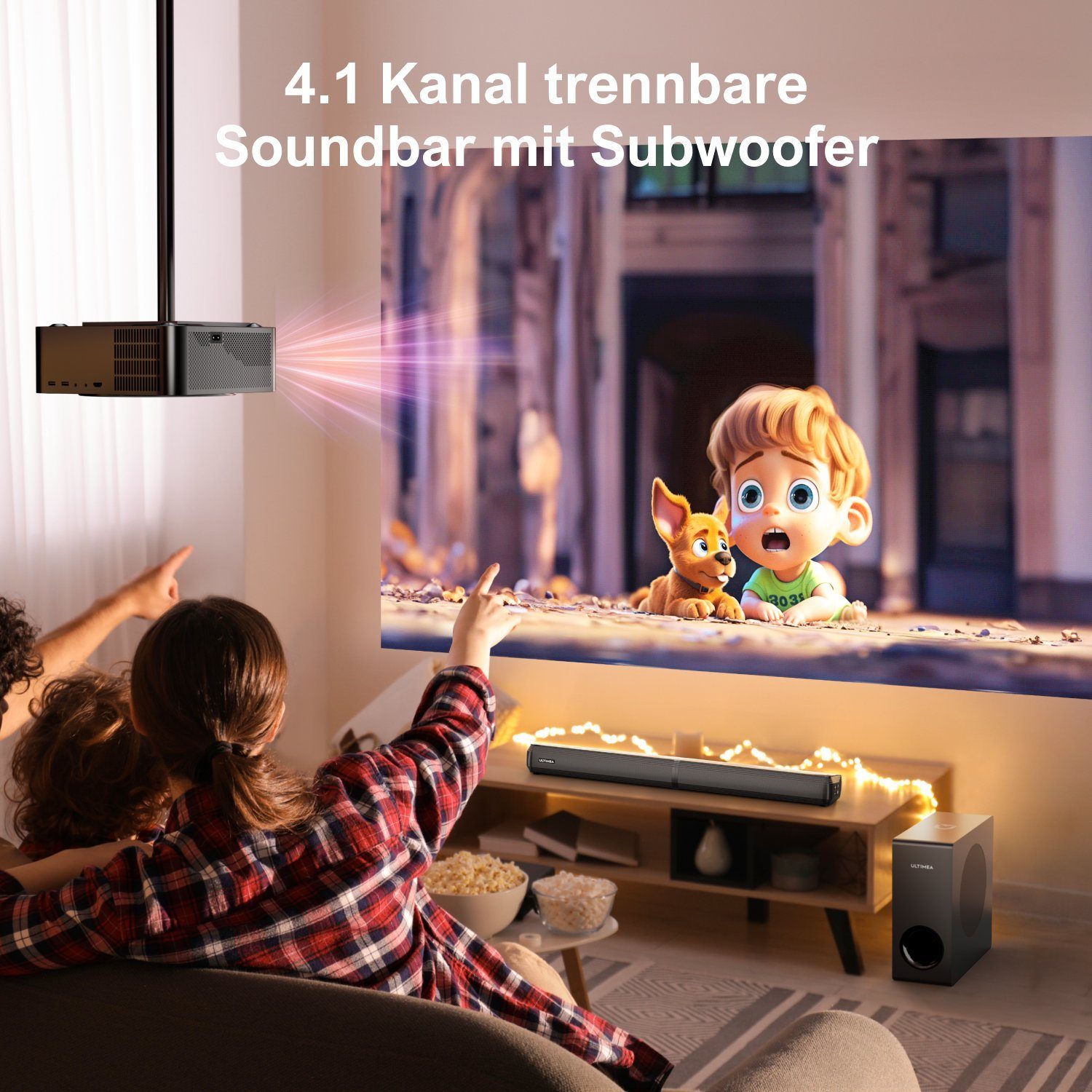 Ultimea Apollo S50 4.1-Kanal Soundbar (Abnehmbar Lautsprecher, 200W, mit Subwoofer)